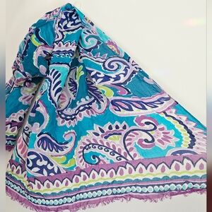 NEW Vera Bradley Waikiki Paisley Soft Fringe Scarf Rayon